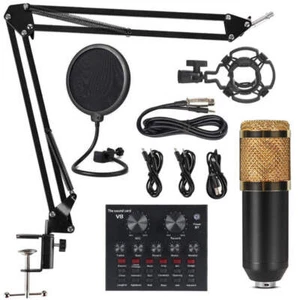 Podcast Equipment Bundle BM800 Condenser Microphone W/ Live Sound Card Mic - Picture 1 of 8