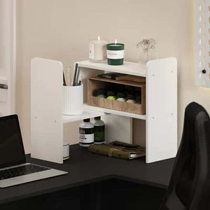 Classic Desk Top Organizer Bookshelf, White - Picture 1 of 5
