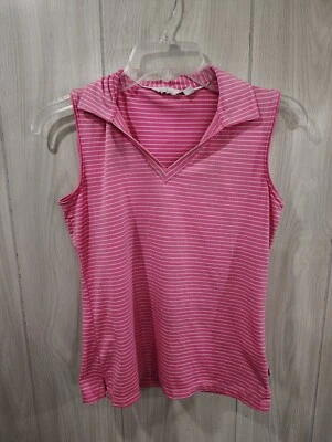 Lady Hagen Polo Shirt Womens Sleeveless Pink Striped Golf Size XS - Image 1 of 4