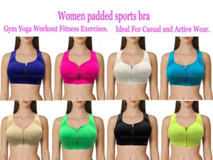 Nahtloser Damen-Sport-Yoga-BH mit Reißverschluss vorne Fitness sexy bauchfreies Trägershirt Fitnessstudio Tanktop - Bild 1 von 22