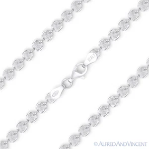 Brazalete de cadena italiana con eslabón plano discoteca de 4 mm plata esterlina 0,925 con rodio - Imagen 1 de 2