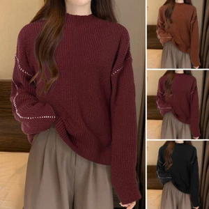 Moda Mujer Invierno Cuello Simulado Manga Larga Kint Suéter Suelto Jersey - Imagen 1 de 12