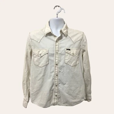 Southern Thread Mens Western Style White Cowboy Shirt Pearl Snap Size M Flaws - Image 1 of 4