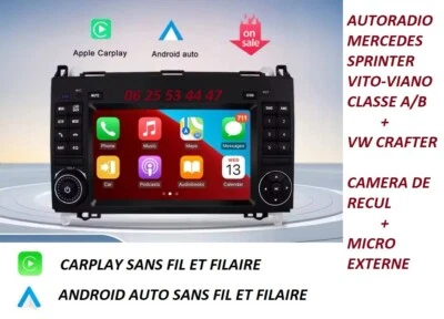 Autoradio Carplay-Android aut Mercedes VITO-VIANO-SPRINTER-CLASSE A/B+VW CRAFTER - Photo 1/4