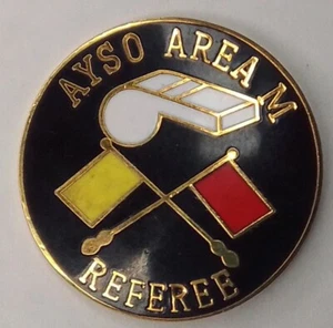 Alfiler de árbitro AYSO área M tono plateado organización de fútbol juvenil estadounidense (D7) - Imagen 1 de 4