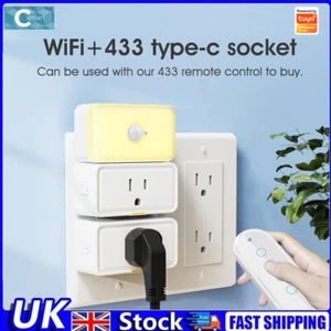 Tuya Smart Home WiFi RF433 US Plug Type-C Remote Control APP Voice Control Socke - Afbeelding 1 van 12