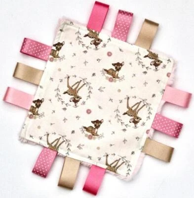 HEDGEHOG GIFTS Bambi Personalised Taggy Blanket Baby Girl Comforter Newborn Shower Christmas