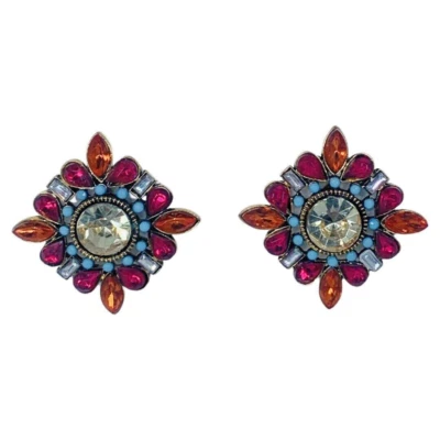Pendientes Betsey Johnson Rosa Helado Estrás Flor Piedra St. Barts Cottagecore Foto 1 de 4