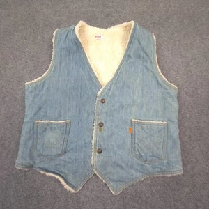 Vintage Levi's Vest Womens LARGE Blue Denim Hendrix Orange Tab Sherpa Size L - Picture 1 of 10