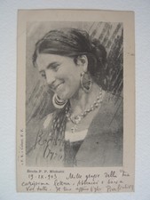 CARTOLINA CON RITRATTO DI DONNA ILLUSTRATA DA F.P. MICHETTI VIAGGIATA 1903 N.11