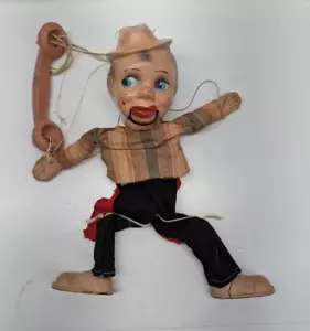 Vintage 1950's Rusty The Cowboy Plastic Ventriloquist Marionette Doll Puppet - Picture 1 of 18