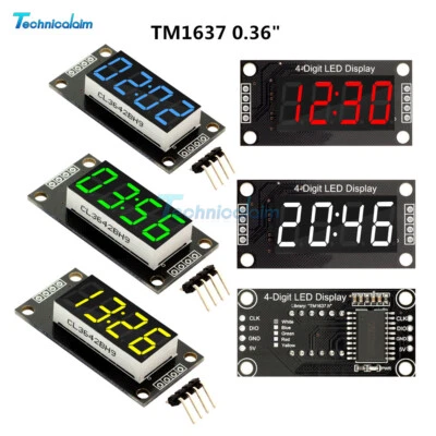 TM1637 0.36" inch 7-Segment 4-Digit LED Display Clock LED Tube Module Green