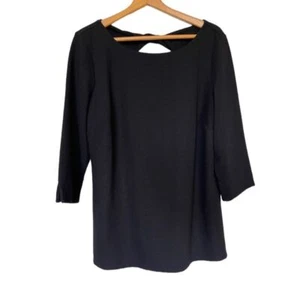 Talbots Womens 3/4 Sleeve Ribbed Top with Back Twist Keyhole Black Size 1X NWT - Picture 1 of 3