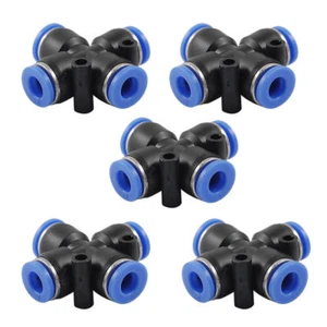 A● 5 Pcs 6mm 4 Way Cross Style Pneumatic Tube Push in Quick Fittings - Picture 1 of 2