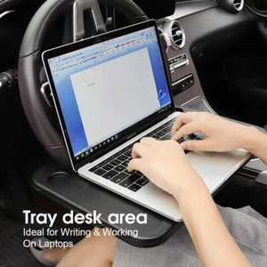 Car Food Drink Tray Table Holder Steering Wheel Double Sided Laptop Stand Desk - Picture 1 of 12