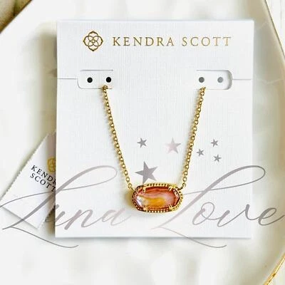 KENDRA SCOTT Elisa Gold Pendant Necklace in Light Pink Iridescent Abalone NWT - Image 1 of 4