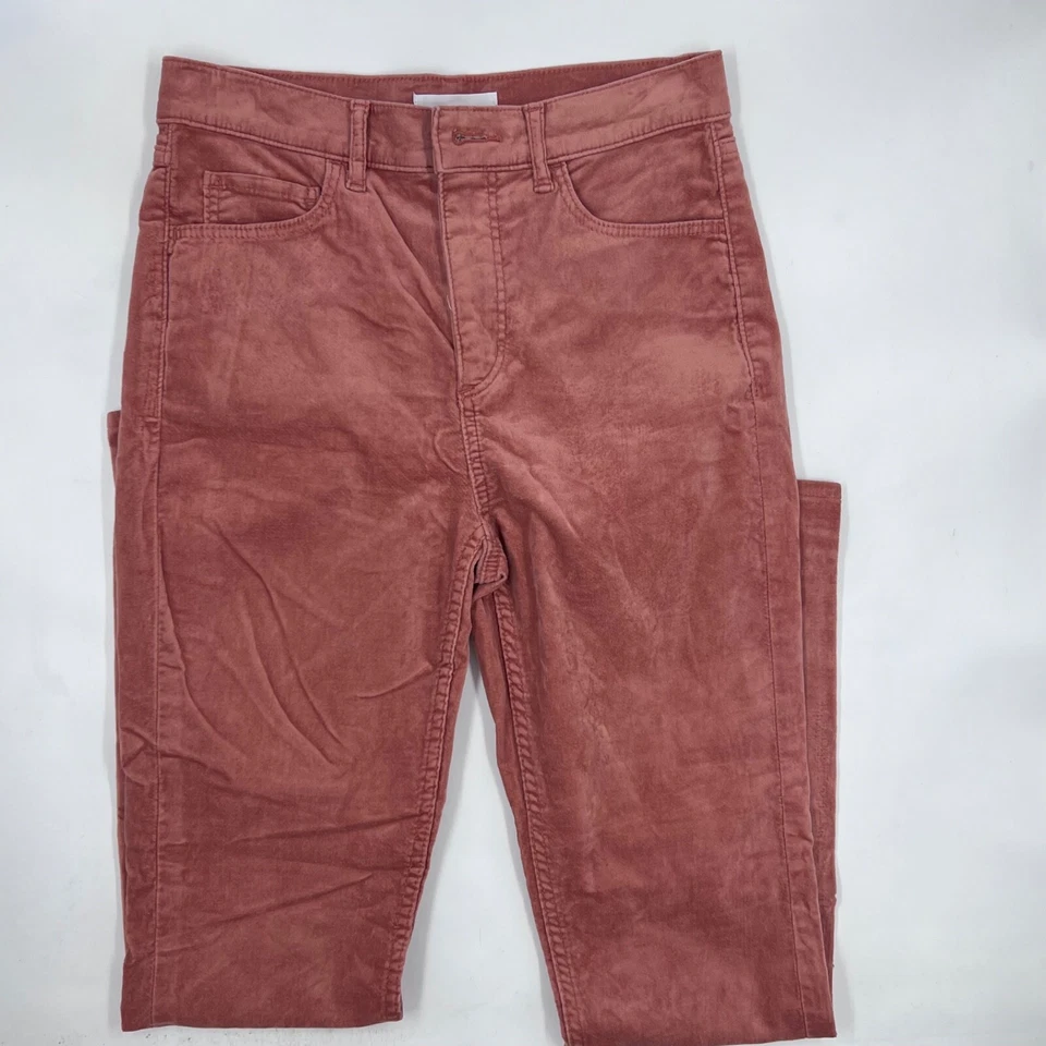 Pantalones de terciopelo Ann Taylor Loft para mujer talla 0 rosa algodón pierna recta Foto 1 de 4