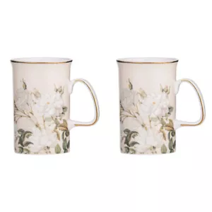 2x Ashdene Elegant Rose Fine Bone China 11.5cm Coffee/Tea Mug Cup w/Handle Cream - Picture 1 of 5