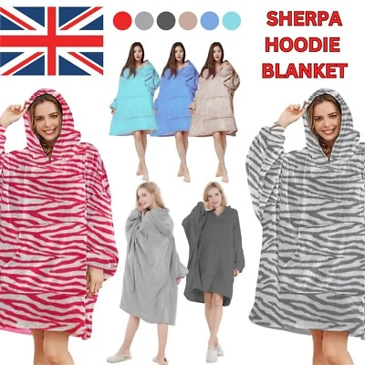 NEW Oversized Blanket Hoodie Thick Sherpa Soft Fleece Long Hooded Snuggle Jumper - Image 1 of 4