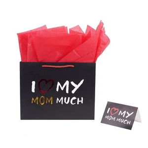 Large Gift Bag for Mother Day with Wrapping Paper 12.6" Love Mom - Picture 1 of 5
