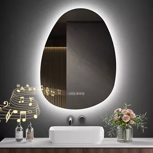 Badspiegel mit LED Beleuchtung Touch+Beschlagfrei+Bluetooth+Uhr,LED Wandspiegel - Bild 1 von 23