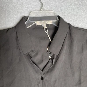 Free Generation Women's Button Down Collared Black Blouse Chic SZ L FAST SHIP !! - Picture 1 of 9