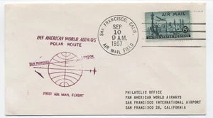 1957 San Francisco CA ruta polar Pan-Am primera cubierta de vuelo a Londres [6525.1050 - Imagen 1 de 3