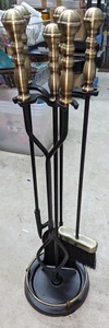 Lichamp Fireplace Poker Gold Handled - Picture 1 of 5