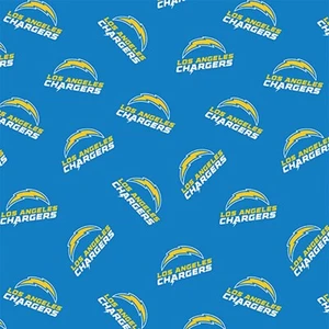 BTHY NFL Team Los Angeles Chargers Logo Blue Cotton Fabric By The Half Yard - Picture 1 of 1