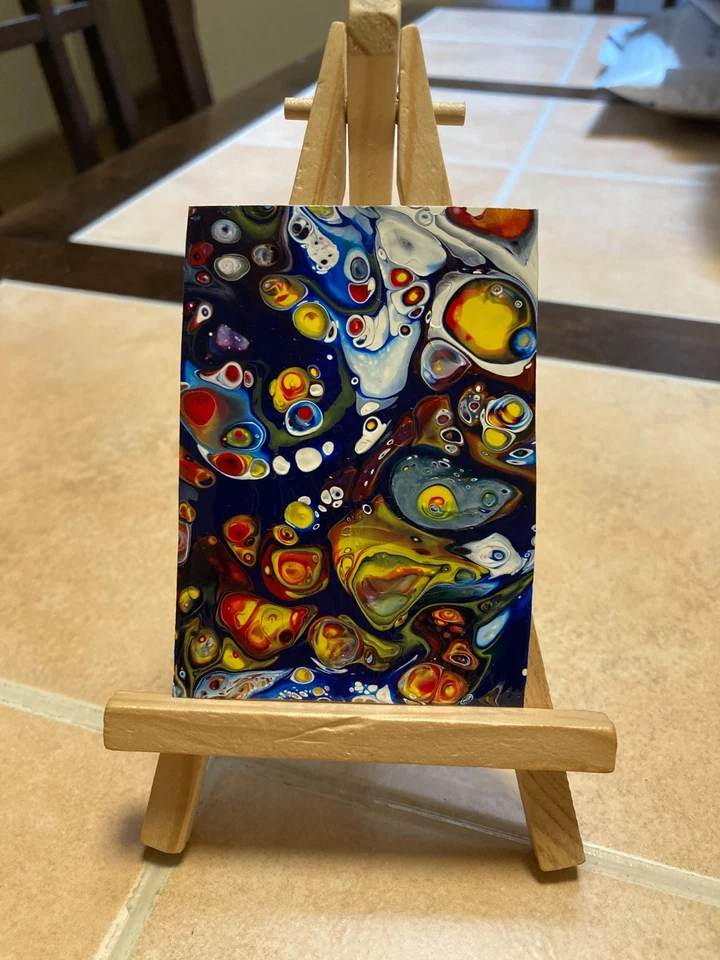 ACEO Original Medios Mixtos Pintura Arte Tarjeta ATC Caja TV Robot Pinup Retrato 13 Foto 1 de 1