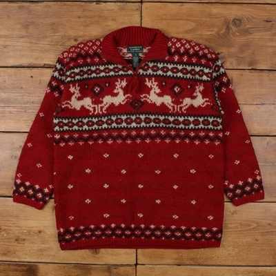 Vintage Ralph Lauren 1/4 Zip Jumper Sweater M Icelandic Deer Womens High Neck - Image 1 of 4