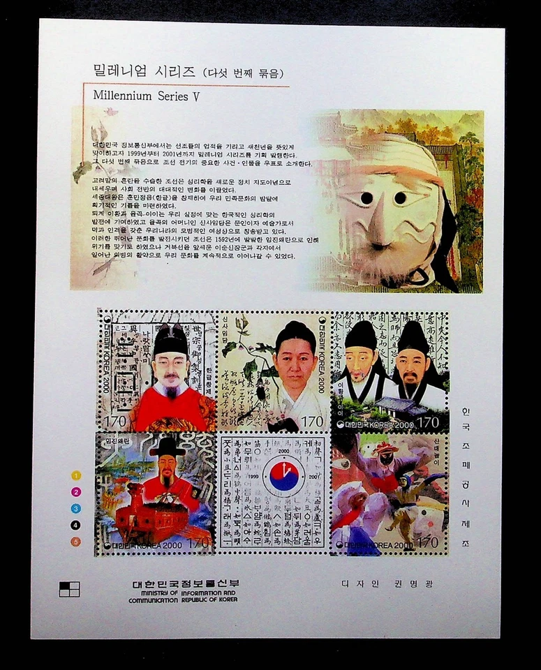 SOUTH KOREA Sc 1973 NH SOUVENIR SHEET OF 1999 - ART - MILLENNIUM - (WS25) - Image 1 of 1