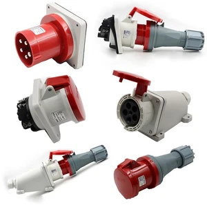 63A Red 400V Phase Industrial Plugs Sockets 5 Pin Rated Appliance Inlet IP44 - Picture 1 of 11