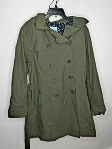 Happy Rainy Days Women's Green Long Rain Coat Button And Tie Size Large - Picture 1 of 4