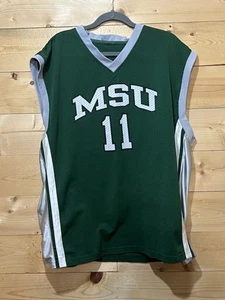 Vintage MSU Starter Jersey #11 2XL Green White Silver Spartans Basketball Retro - Picture 1 of 9