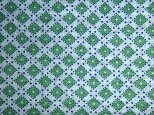 Vtg Feedsack Fabric Full Open Sage Green Diamonds and Black Tiny Dots 37x46" - Picture 1 of 8