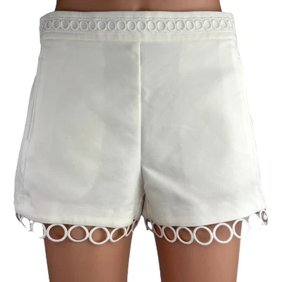 NEW Ramy Brook White Circle Hem Boho Festival High Rise Mini Dua Shorts Size 2  - Image 1 of 4