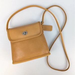 RARE Vintage Coach Tango Flap Leather Bag Camel Nickel Crossbody Purse 9049 Y2K 90s - Bild 1 von 10