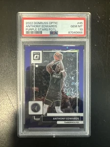 2022 Donruss Optic ANTHONY EDWARDS Purple Stars FOTL Prizm SP 17 PSA Gem Mint 10 - Picture 1 of 2