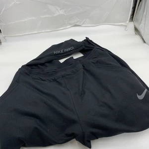Nike Dri-Fit Pro Men's L Fleece Training Pants Black Athletic Tapered Zip Ankle - Picture 1 of 7