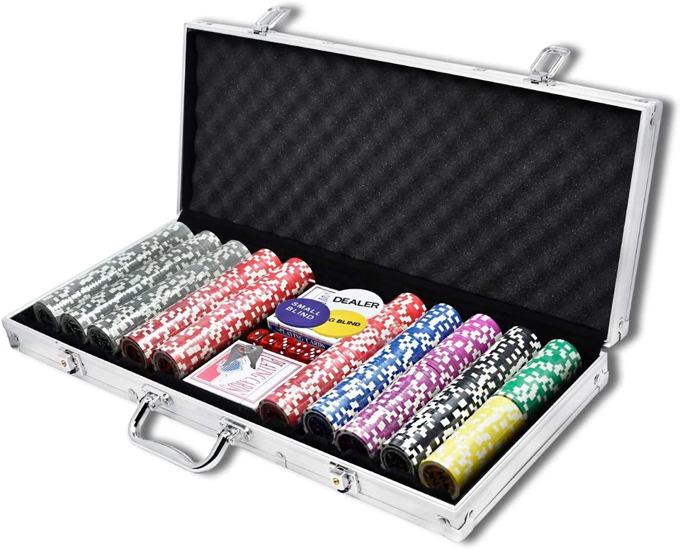 Valigetta Da Poker Con 500 Chip Da Poker Laser, 11,5 G, Richiudibile, Accessorio - Immagine 1 di 4