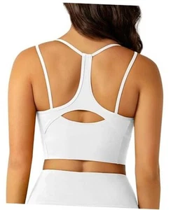Women Longline Sports Bra Padded Push Up Open Back Workout Top Built in Bra - Picture 1 of 7