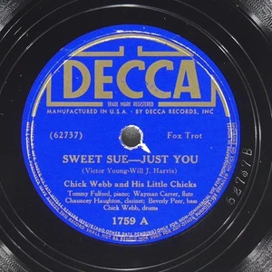 CHICK WEBB Sweet Sue - Just You / I Got Rhythm DECCA 1759 VG+ 78 1938 Swing 10" - Picture 1 of 4