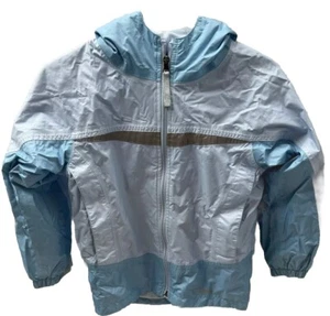 L.L. Bean Jacket Girls Size 8 Blue Fully-Lined Fleece Windbreaker Hooded Rain - Picture 1 of 8