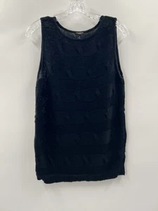 Talbots Women’s Sleeveless Black 100% Linen Pullover Cable Knit Sweater Size M - Picture 1 of 7