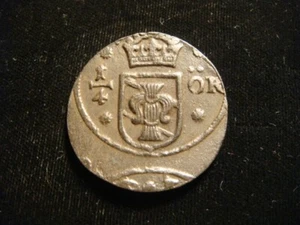 SWEDEN. CHRISTINA. 1631-1654. Copper 1/4 ÖRE 1633-1635. - Picture 1 of 2
