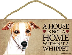 Whippet Holz Hundeschild Wandtafel Foto Display 5 x 10 - Haus ist kein Zuhause... - Bild 1 von 2