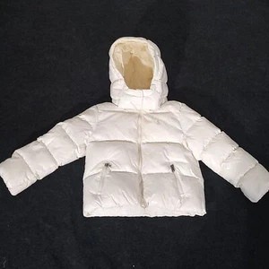 Polo Ralph Lauren Down Puffer Jacket Boys 5 White Full Zip Duck Spell Out Winter - Picture 1 of 24