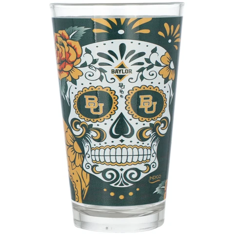 Baylor Bears 16oz. Team Dia de los Muertos Pint Glass Cover