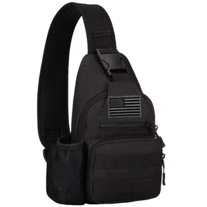 Tactical Sling Crossbody Backpack With Water Bottle Holder Shoulder Sling Chest - Picture 1 of 7